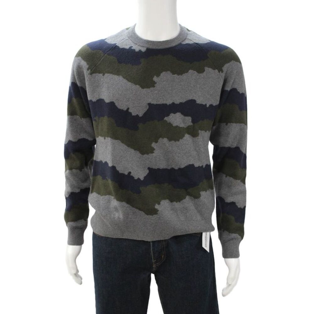 J Brand Mens Dark Blue Camouflage Pullover Cotton Cashmere Size S